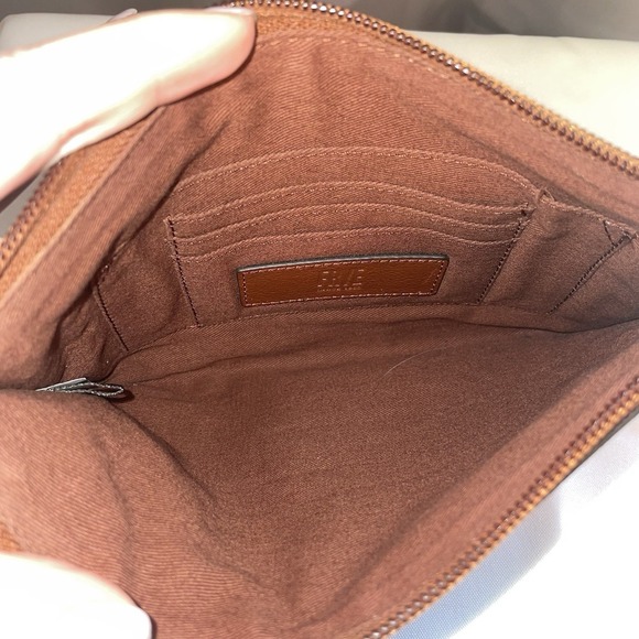 Frye Brown Leather Rectangle Wristlet Wallet Pouch Card Holder Inside - Picture 6 of 12